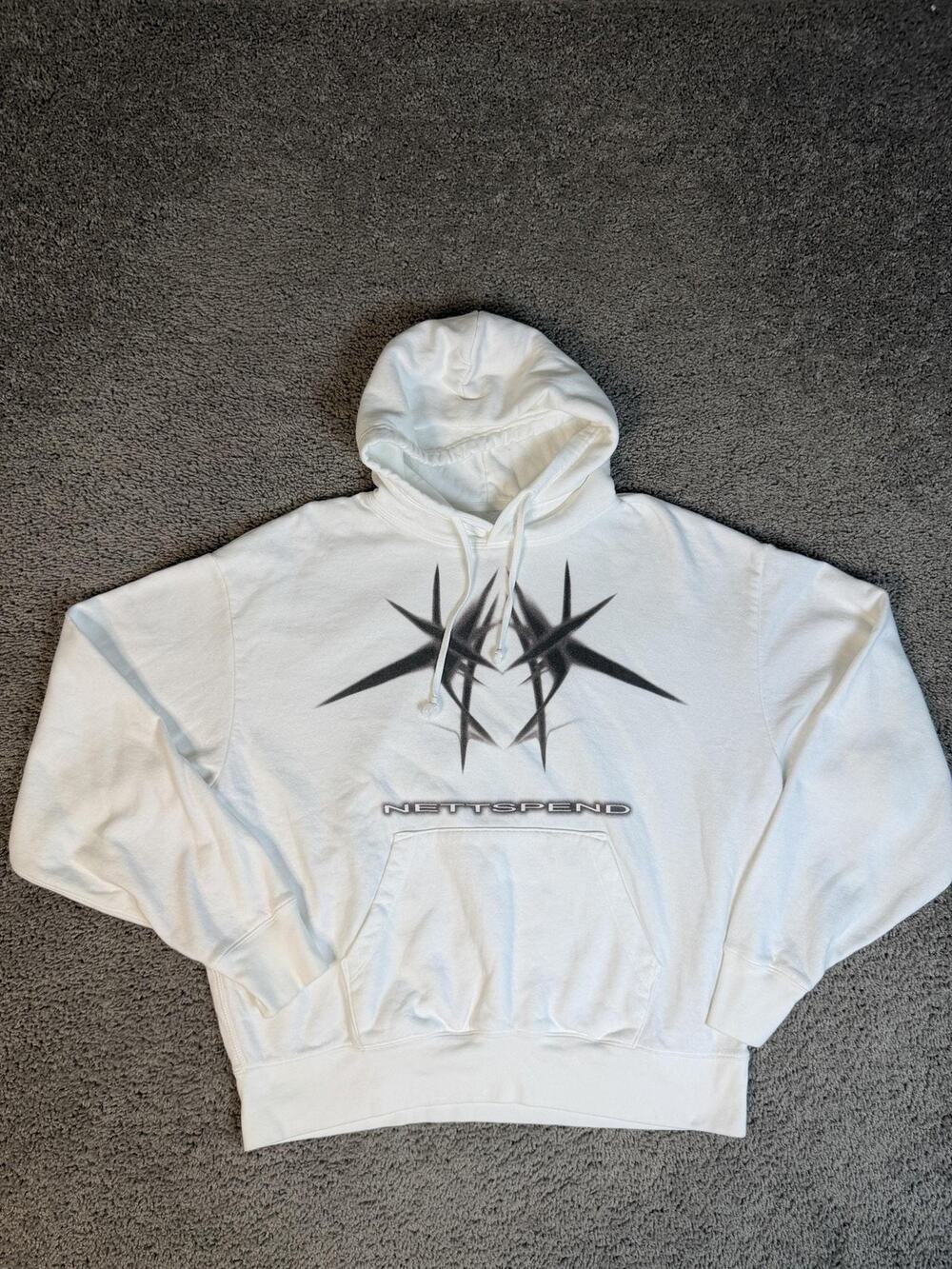 Nettspend Hoodie Mens S White Rapper Pullover Hooded Pockets Graphic Print